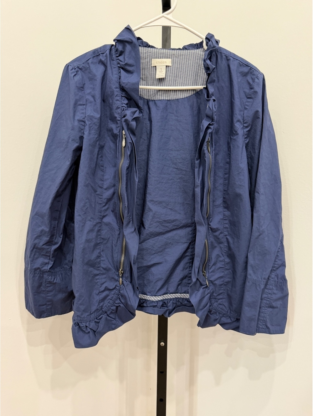 Chico's Women's Blue Cotton Jacket Size 1